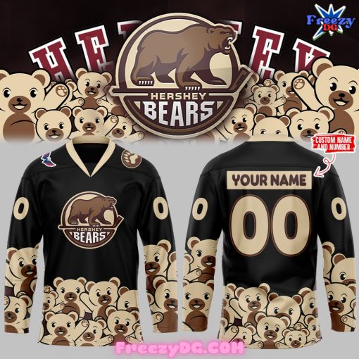 Hershey Bears Hockey Team Black and Beige Hockey Jersey