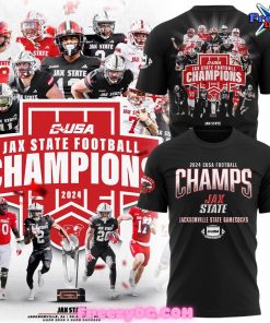 Jacksonville State Football CUSA Champions 2024 Black T-Shirt