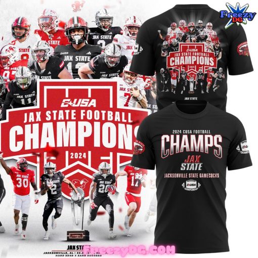 Jacksonville State Football CUSA Champions 2024 Black T-Shirt