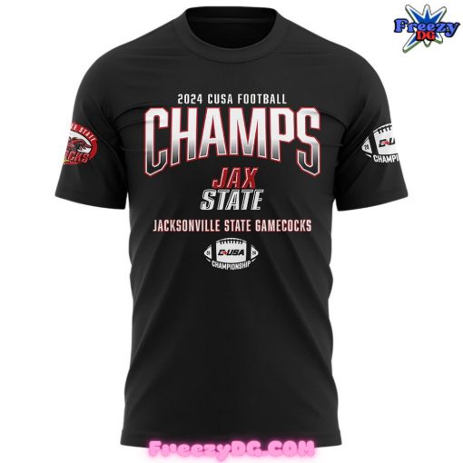 Jacksonville State Football CUSA Champions 2024 Black T-Shirt