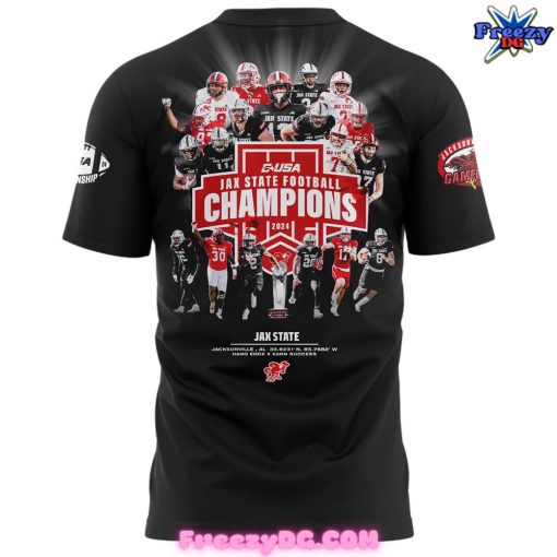 Jacksonville State Football CUSA Champions 2024 Black T-Shirt