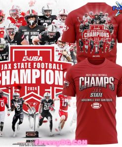 Jacksonville State Football CUSA Champions 2024 Red T-Shirt