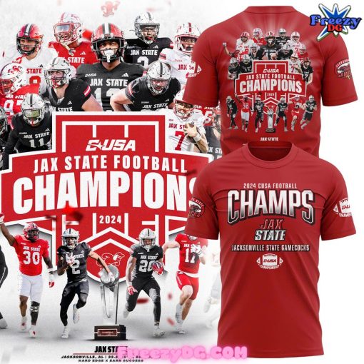 Jacksonville State Football CUSA Champions 2024 Red T-Shirt