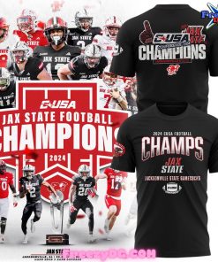 Jacksonville State Gamecocks CUSA Champions 2024 Black T-Shirt