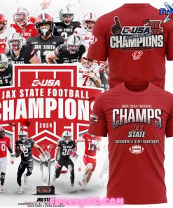 Jacksonville State Gamecocks CUSA Champions 2024 Red T-Shirt