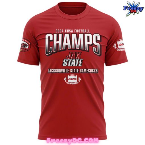 Jacksonville State Gamecocks CUSA Champions 2024 Red T-Shirt