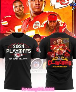 Kansas City Chiefs Clinched Playoff AFC 2024 Black T-Shirt