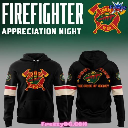 Minnesota Wild Firefighter Appreciation Night 2024 Black Hoodie