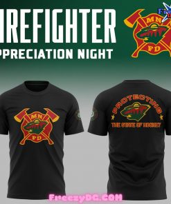 Minnesota Wild Firefighter Appreciation Night 2024 Black T-Shirt