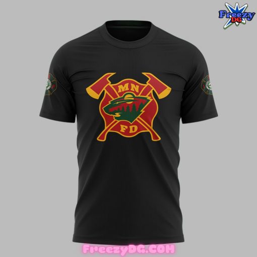 Minnesota Wild Firefighter Appreciation Night 2024 Black T-Shirt