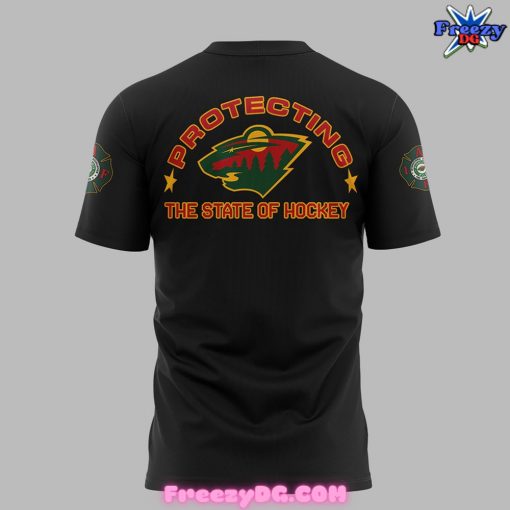 Minnesota Wild Firefighter Appreciation Night 2024 Black T-Shirt