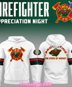 Minnesota Wild Firefighter Appreciation Night 2024 White Hoodie