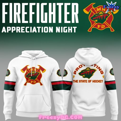 Minnesota Wild Firefighter Appreciation Night 2024 White Hoodie