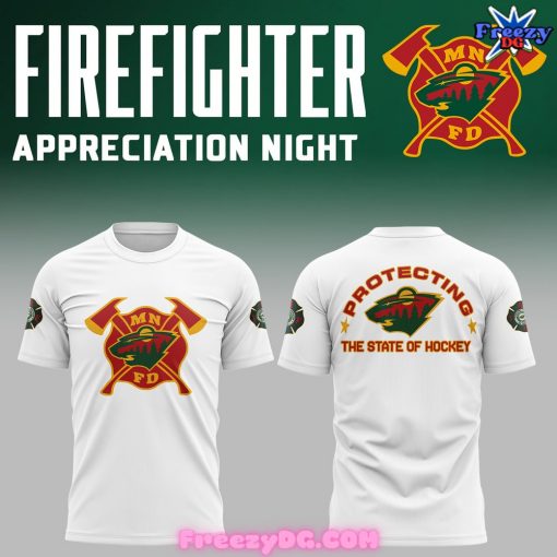 Minnesota Wild Firefighter Appreciation Night 2024 White T-Shirt