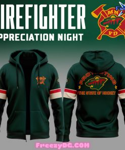 Minnesota Wild Firefighter Appreciation Night 2024 Zip Hoodie