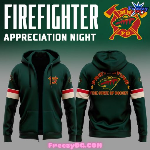 Minnesota Wild Firefighter Appreciation Night 2024 Zip Hoodie