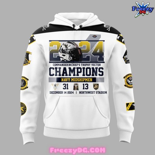 Navy Midshipmen CIC Trophy Champions 2024 White Hoodie