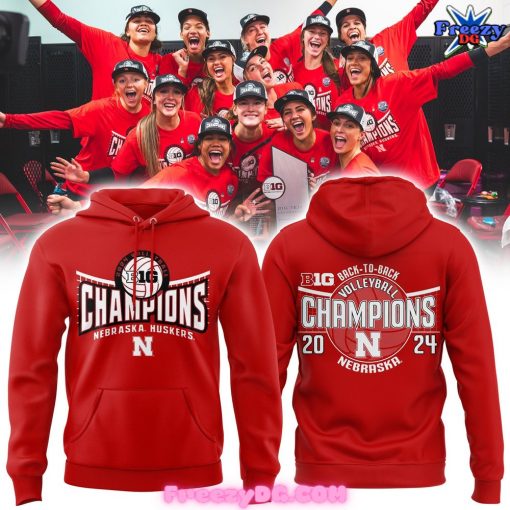 Nebraska Huskers Back-to-Back Big Ten Champions 2024 Red Hoodie