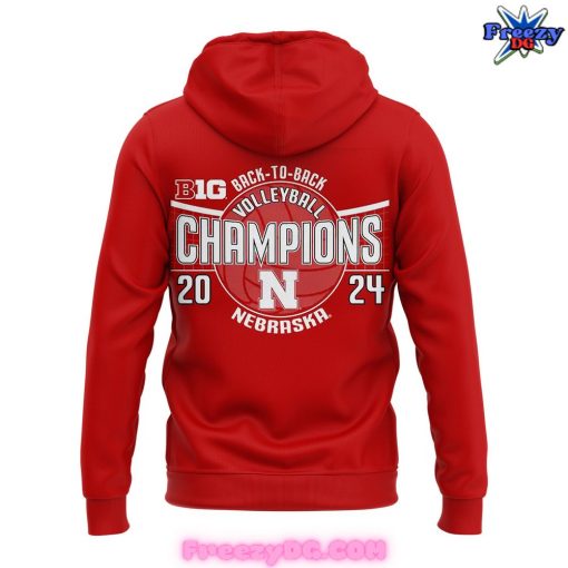 Nebraska Huskers Back-to-Back Big Ten Champions 2024 Red Hoodie