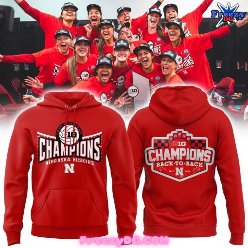 Nebraska Huskers Back-to-Back Champions 2024 Red Hoodie