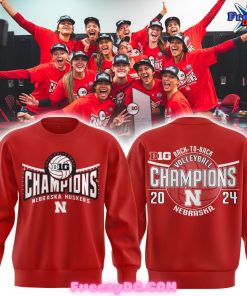 Nebraska Huskers Back-to-Back Volleyball Champions 2024 Red Zip Hoodie