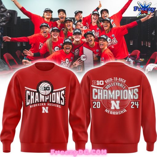 Nebraska Huskers Back-to-Back Volleyball Champions 2024 Red Sweatshirt