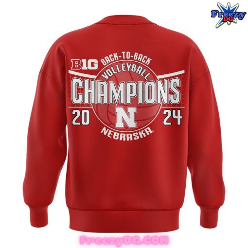 Nebraska Huskers Back-to-Back Volleyball Champions 2024 Red Sweatshirt