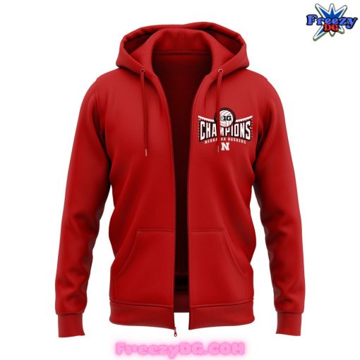 Nebraska Huskers Back-to-Back Volleyball Champions 2024 Red Zip Hoodie