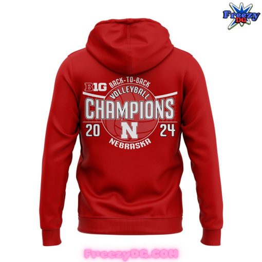 Nebraska Huskers Back-to-Back Volleyball Champions 2024 Red Zip Hoodie