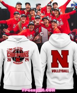 Nebraska Huskers Back-to-Back Volleyball Champions 2024 White Hoodie