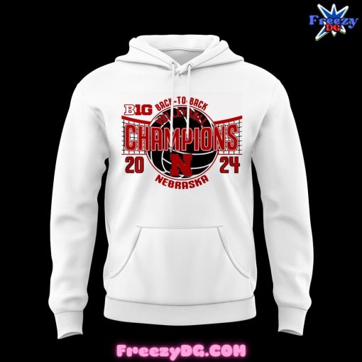 Nebraska Huskers Back-to-Back Volleyball Champions 2024 White Hoodie