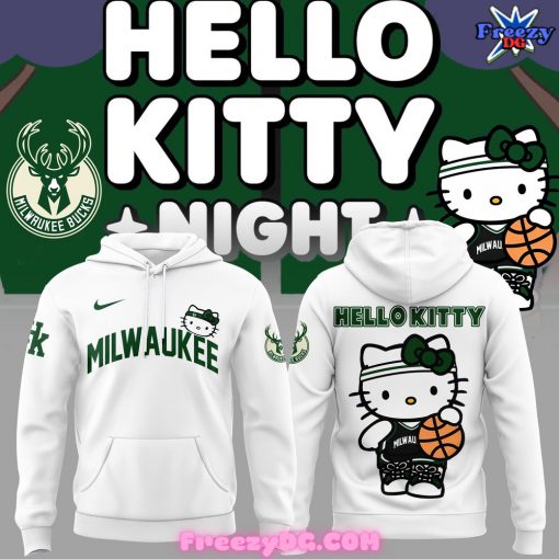 New Milwaukee Bucks x Hello Kitty White Hoodie