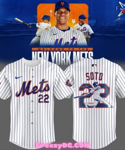 New York Mets Soto 22 Pinstripe White Baseball Jersey