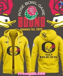 Oregon Ducks Rose Bowl Game Bound 2025 Special Zip Hoodie