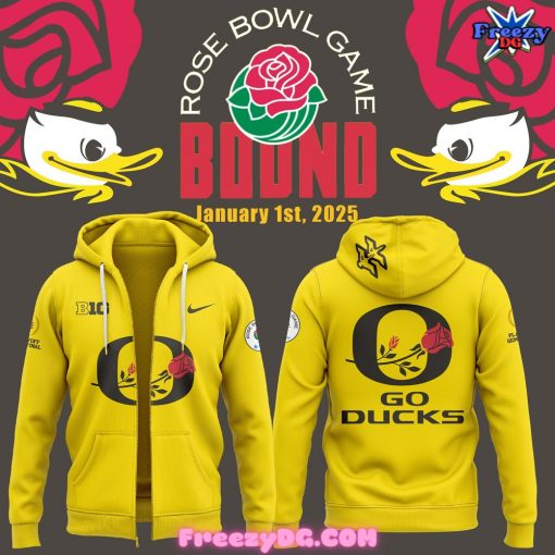 Oregon Ducks Rose Bowl Game Bound 2025 Special Zip Hoodie