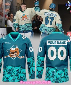 San Jose Barracuda Teal Bears Special Blue Hockey Jersey