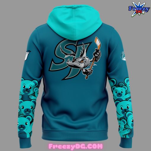 San Jose Barracuda Teal Bears Special Blue Zip Hoodie