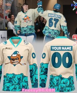 San Jose Barracuda Teal Bears Special Grey Hockey Jersey