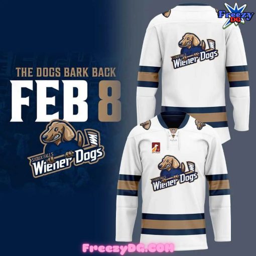 Sioux Falls Stampede x Wiener Dogs White Hockey Jersey