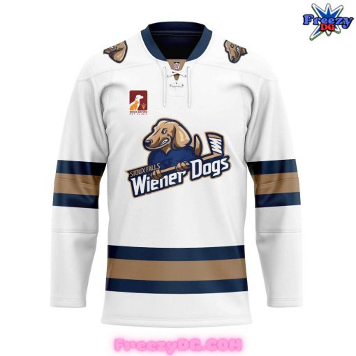 Sioux Falls Stampede x Wiener Dogs White Hockey Jersey