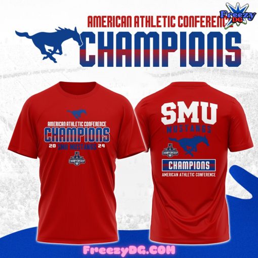 SMU Mustangs AAC Football Champions 2024 Red T-Shirt