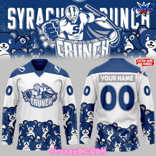 Syracuse Crunch Teddy Bear Toss White Hockey Jersey