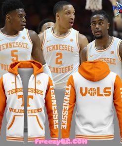 Tennessee Volunteers Men’s Basketball 2024 White Zip Hoodie