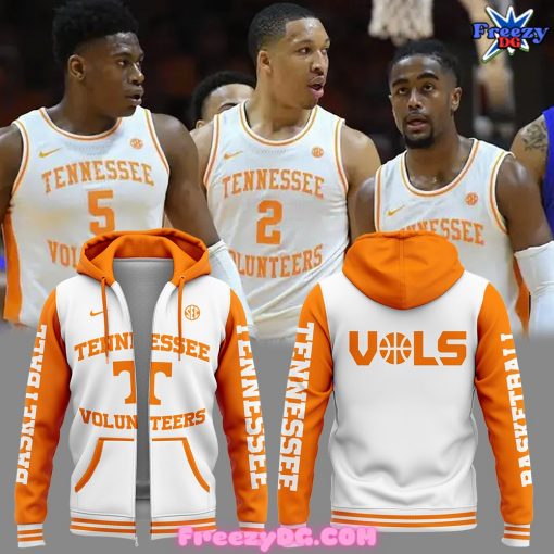 Tennessee Volunteers Men’s Basketball 2024 White Zip Hoodie