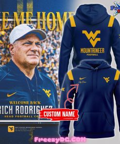 West Virginia Mountaineers Rich Rodriguez Custom Blue Hoodie