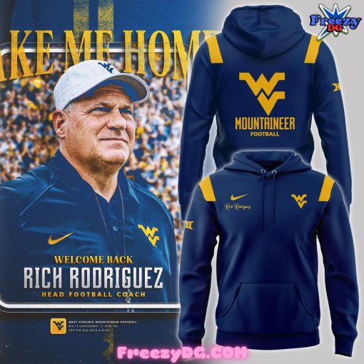 West Virginia Mountaineers Rich Rodriguez Nike Blue Hoodie