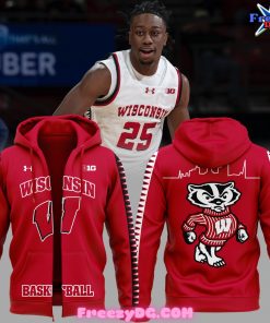 Wisconsin Badgers Basketball 2024 Red Zip Hoodie