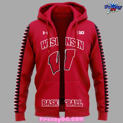 Wisconsin Badgers Basketball 2024 Red Zip Hoodie