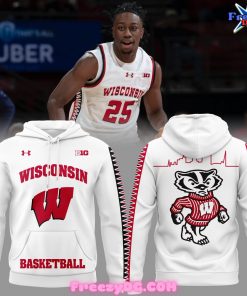 Wisconsin Badgers Basketball 2024 White Hoodie