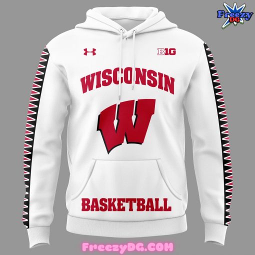 Wisconsin Badgers Basketball 2024 White Hoodie